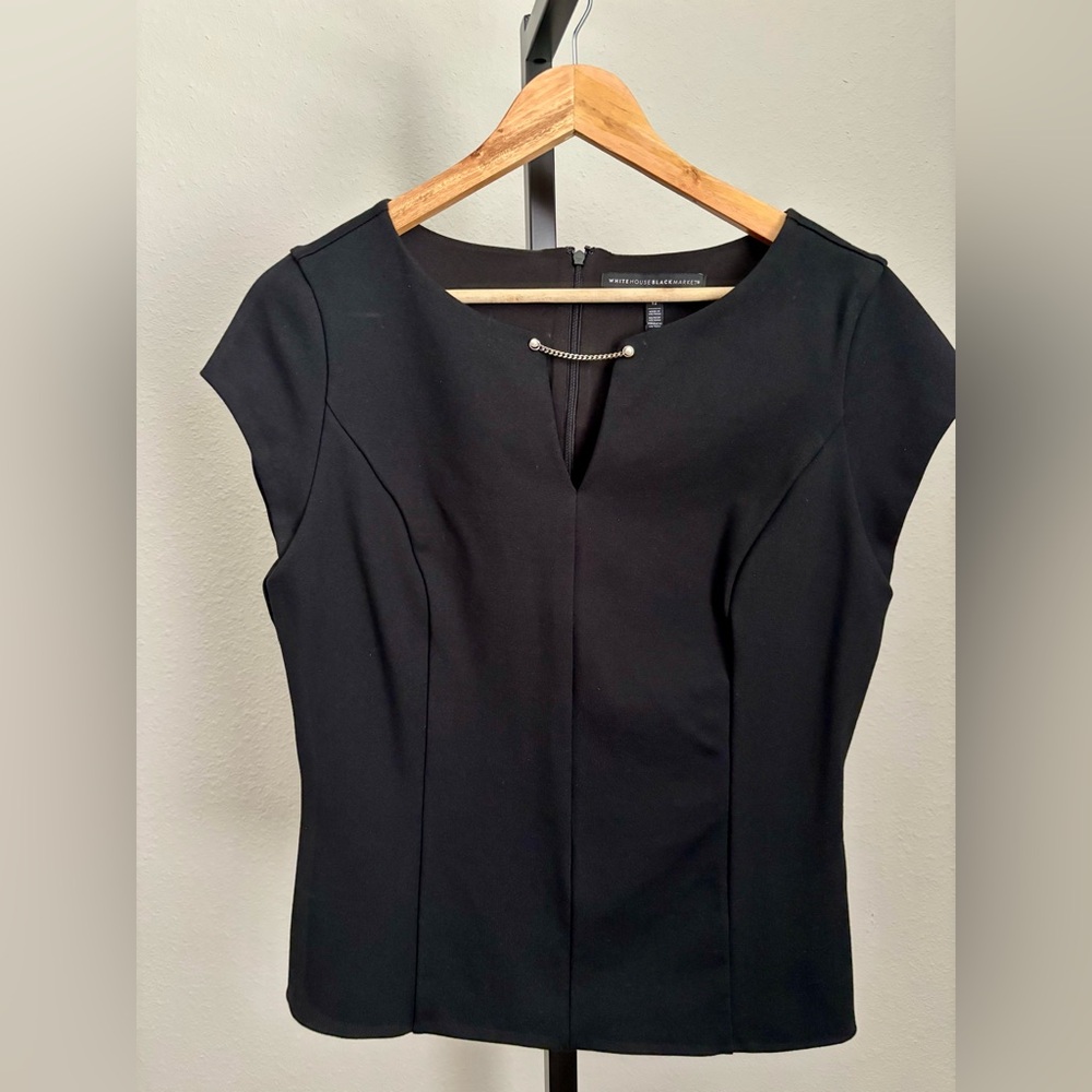 White House Black Market Black Cap-Sleeve Ponte Top